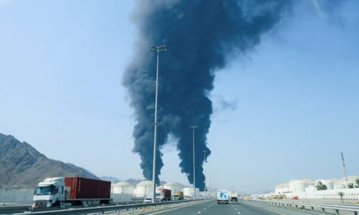 Strategic Oil Hub Hits by Massive Fire: UAE Air Defenses Intercept ...